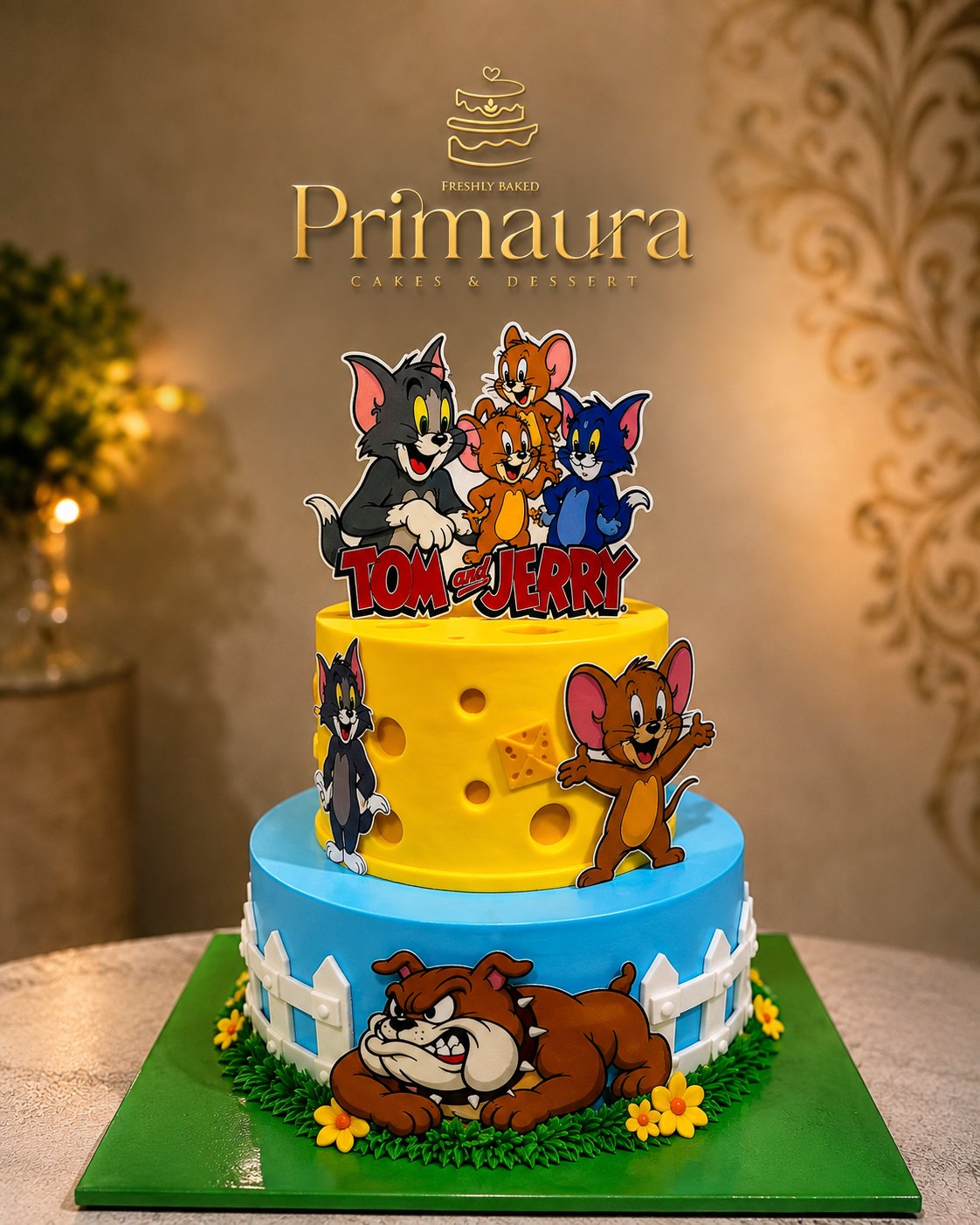 Tom and Jerry theme two tier custom birthday cake by Primaura Cakes and Desserts